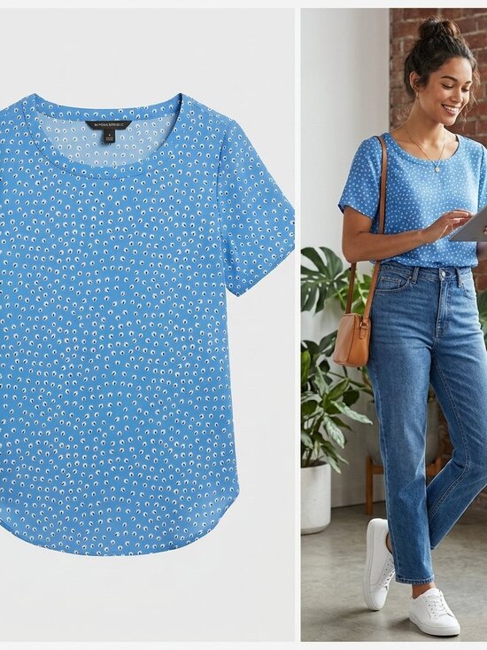 Banana Republic Tops - 🌼 NWT Banana Republic Blue Blouse – Petite XS 🌼